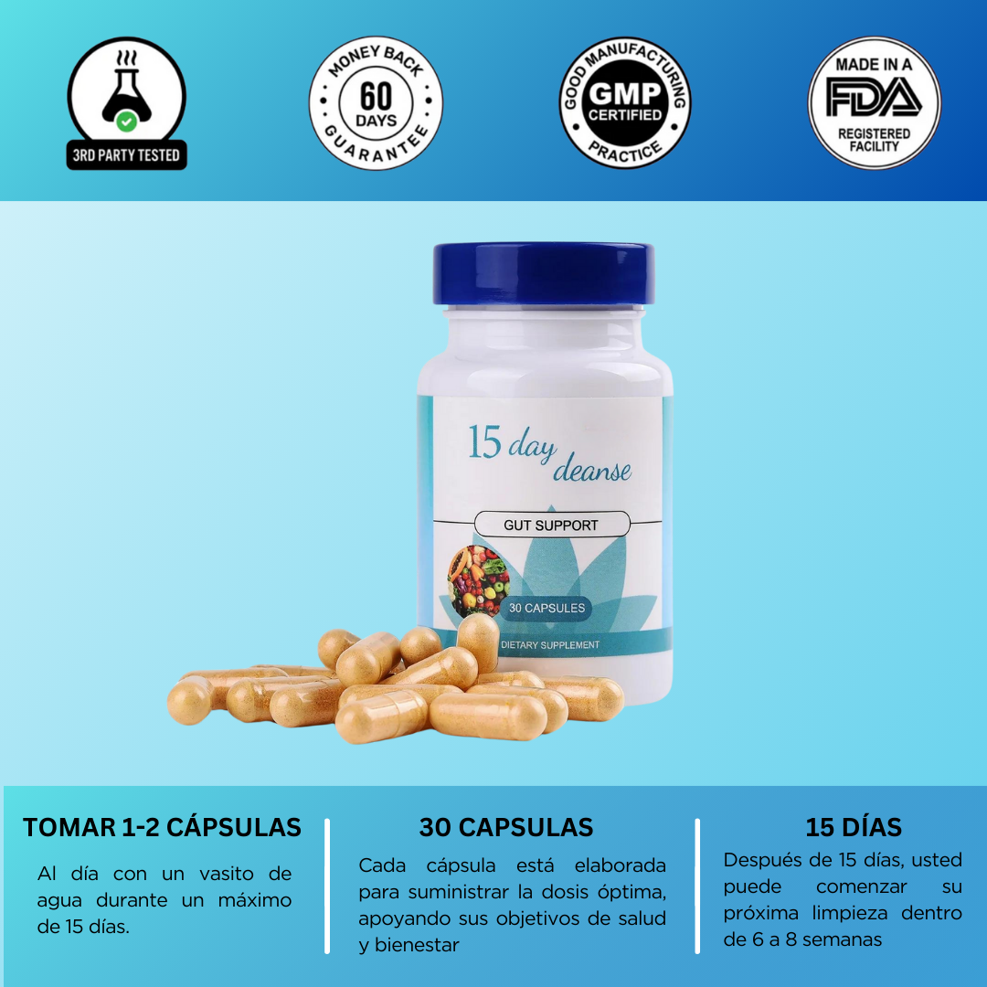 DAY CLEANSE-LIMPIEZA DE 15 DIAS™✅(60 CÁPS TRATAMIENTO COMPLETO)